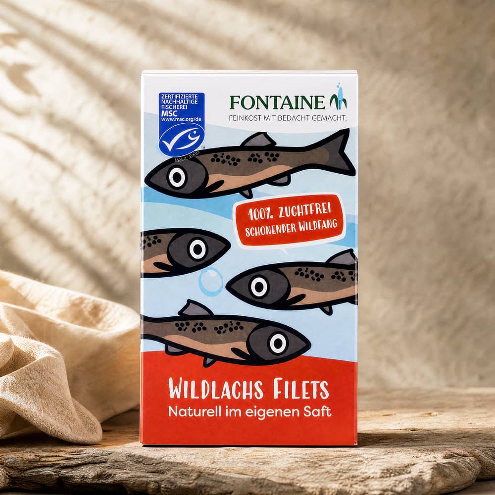 Fontaine Wildlachsfilet naturell 125g 85 Gramm Abtropfgewicht Produktbild