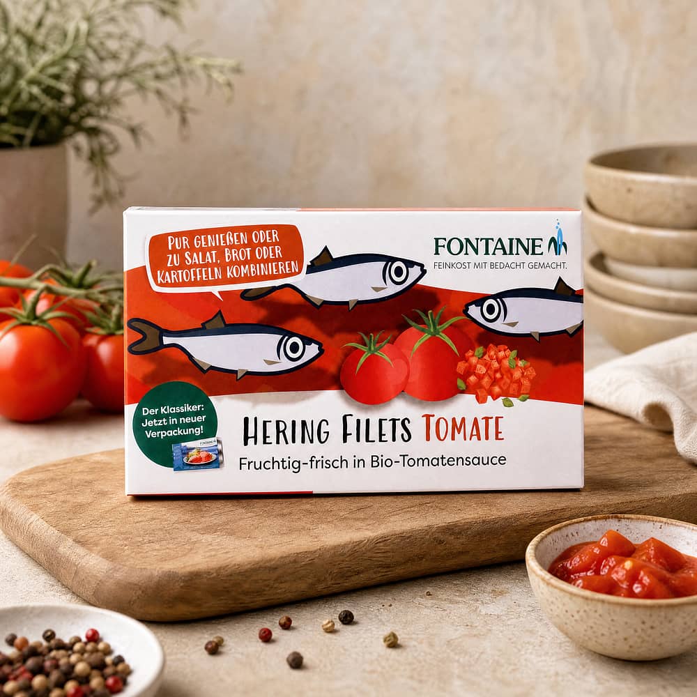 Fontaine Zartes Heringsfilet in BIO Tomatencreme 200g 200 Gramm Produktbild