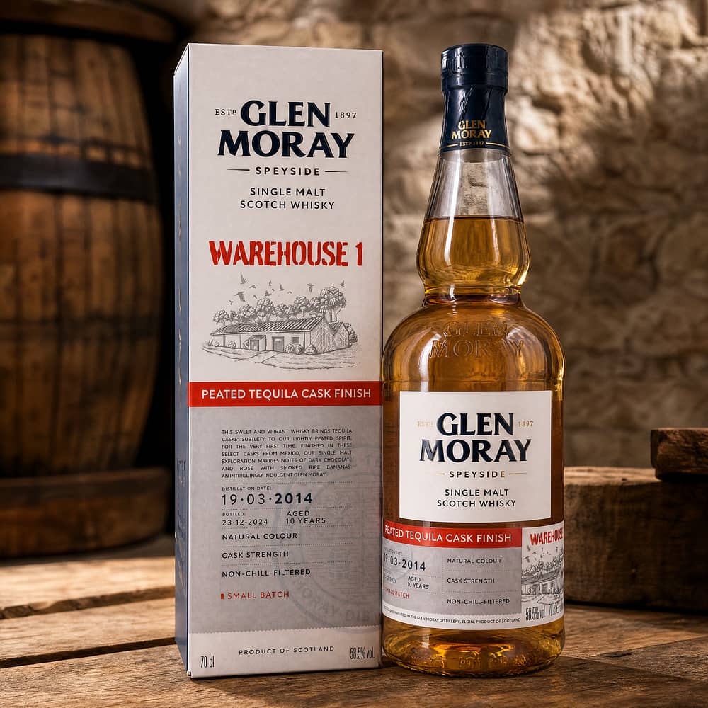 Glen Moray Warehouse 1 2014 Peated Tequila Cask Finish Cask Strength 0,70 Liter/ 58.5% vol Produktbild