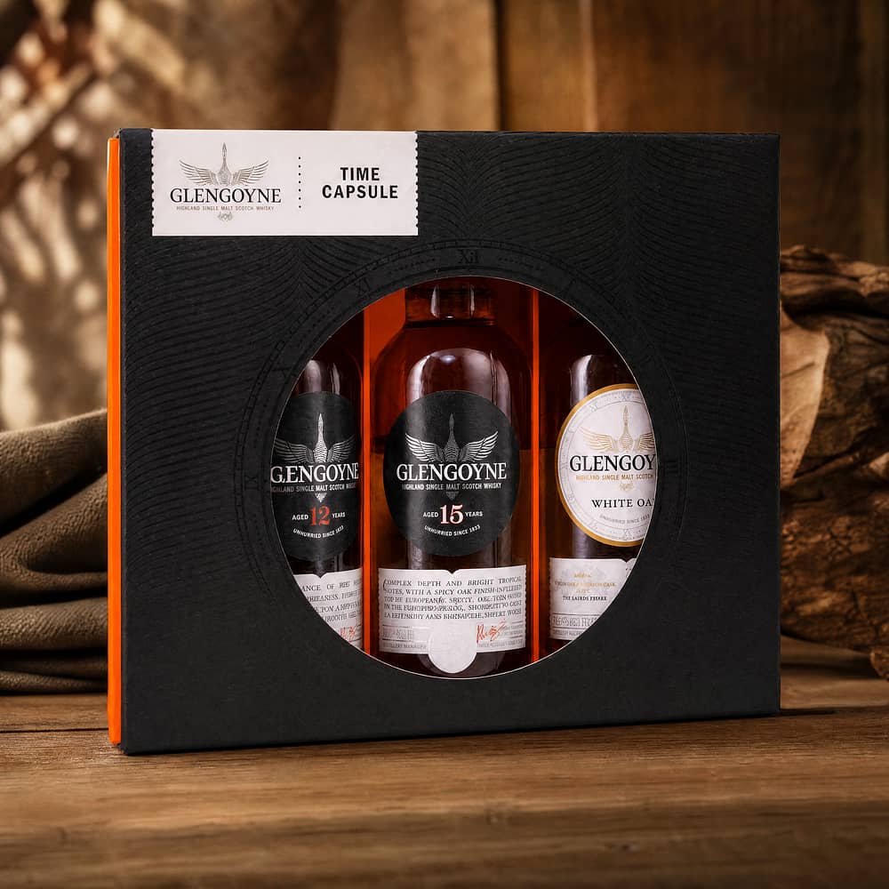 Glengoyne Time Capsule Miniatur-Set 12, 15 Jahre & White Oak 0,150 Liter/ 44.7% vol Produktbild