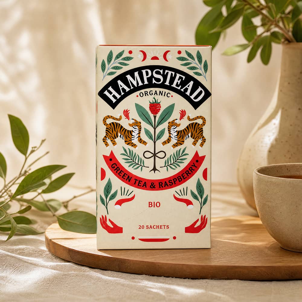 Hampstead Tea BIO Organic Green Tea & Raspberry 20 Teebeutel 40 Gramm Produktbild