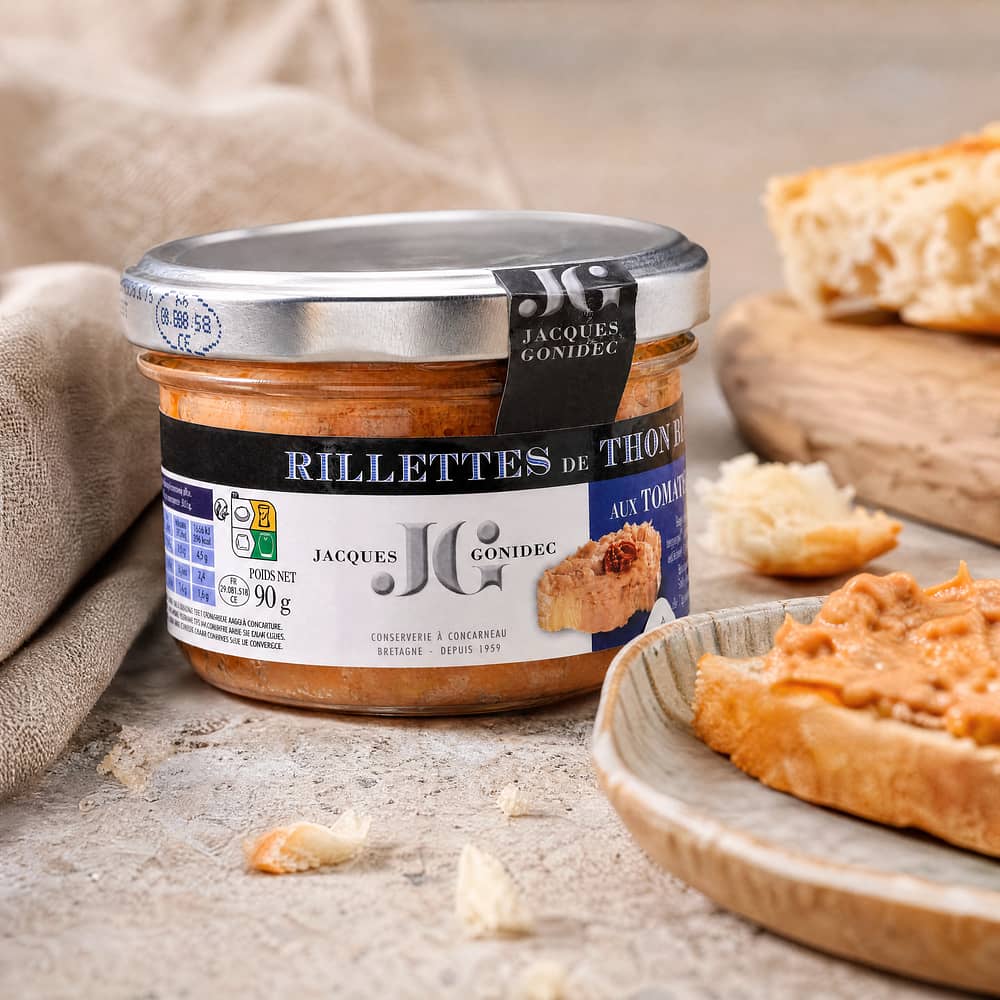 Jacques Gonidec Thunfischrillettes mit getrockneten BIO-Tomaten 90 Gramm Produktbild