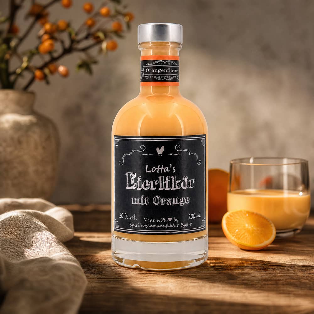 Lottas Eierlikör mit Orange Kleinflasche 0,20 Liter/ 20.0% vol Produktbild