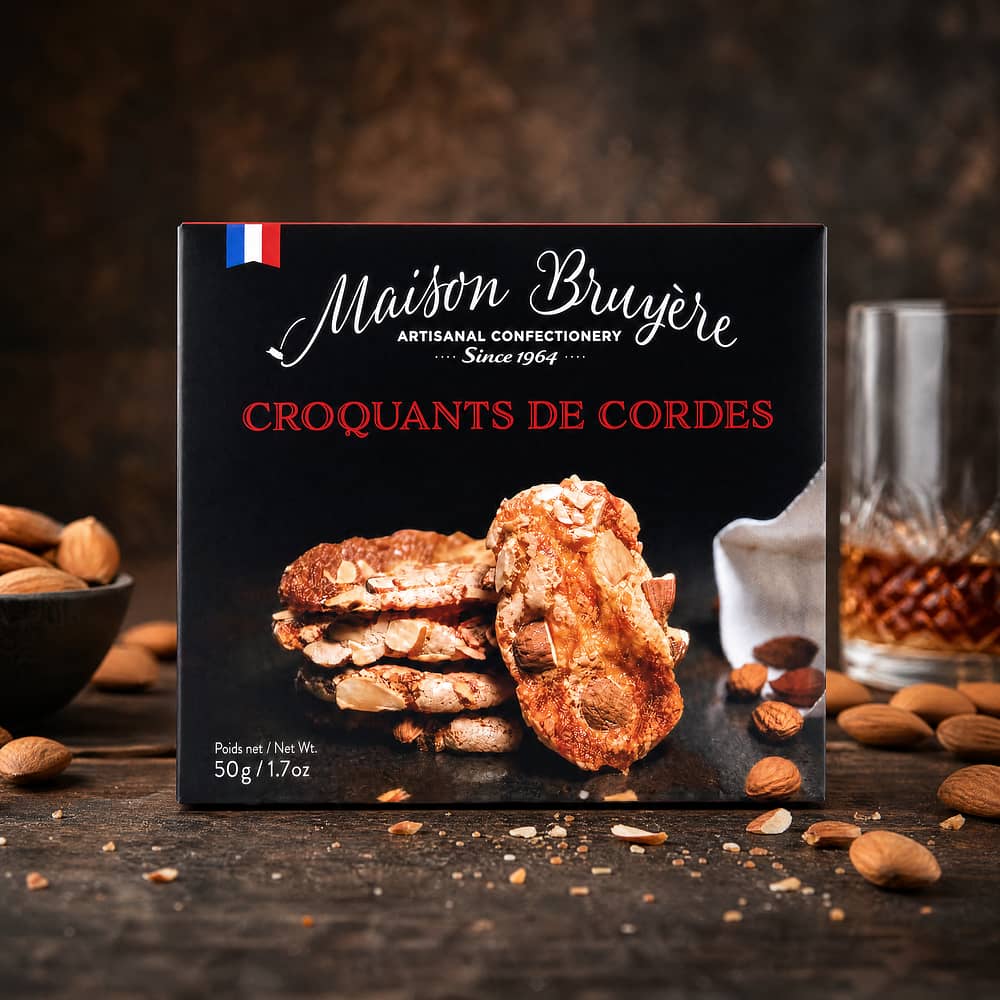 Maison Bruyère Croquants De Cordes Knusprige Kekse mit Mandelstückchen 50 Gramm Produktbild
