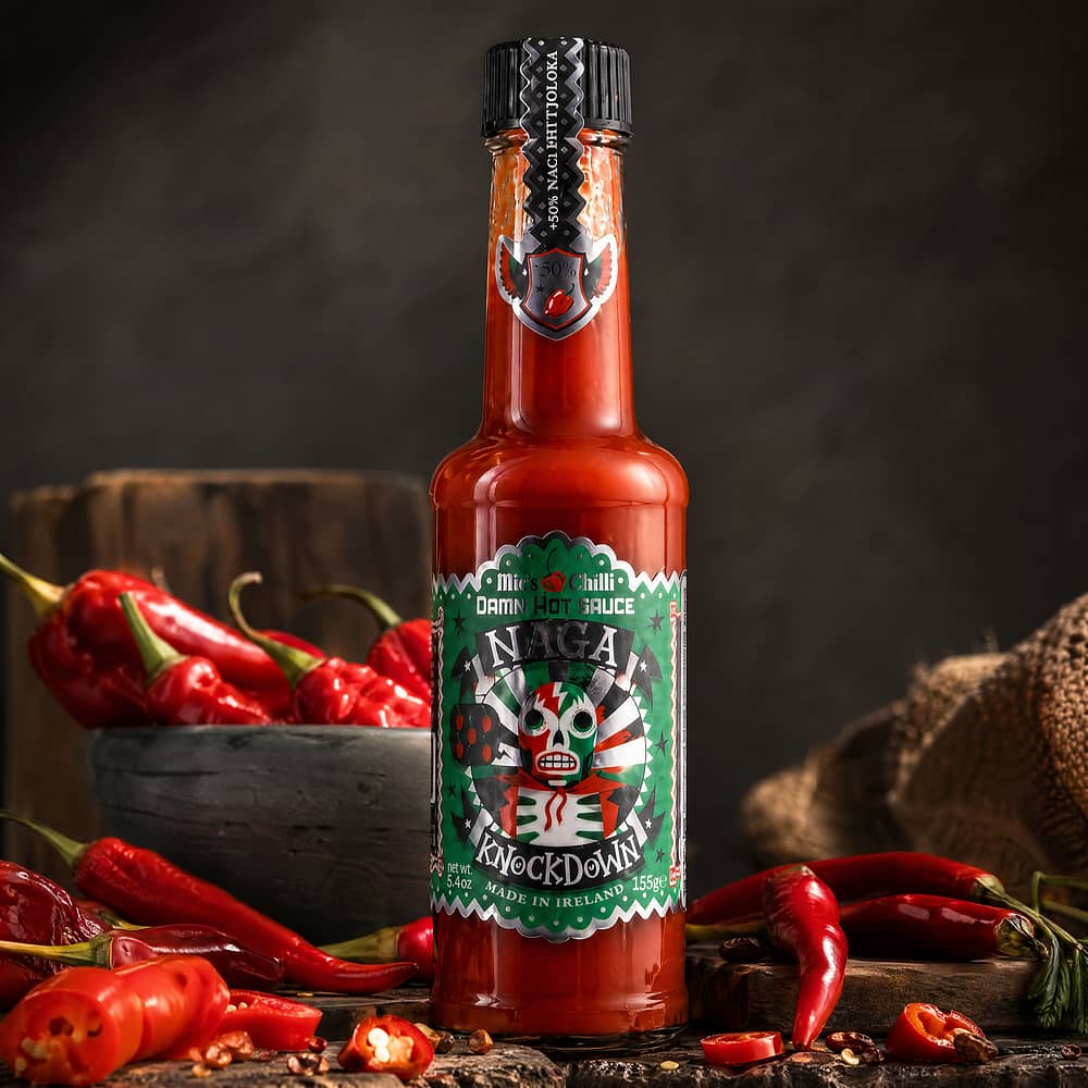 Mic's Chilli Naga Knockdown Damn Hot Sauce extrem scharfe Chili-Sauce 600.000 Scoville 155 Gramm Produktbild