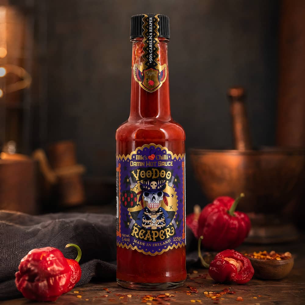 Mic's Chilli Voodoo Reaper Damn Hot Sauce extrem scharfe Chili-Sauce 1.200.000 Scoville 155 Gramm Produktbild