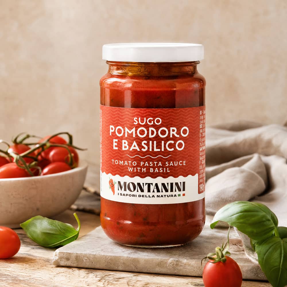 Montanini Tomatensauce mit Basilikum 190 Gramm Produktbild