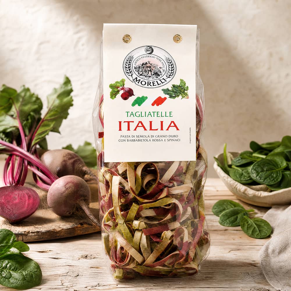 Morelli Tagliatelle Italia Nudeln mit Rote Beete und Spinat 250 Gramm Produktbild