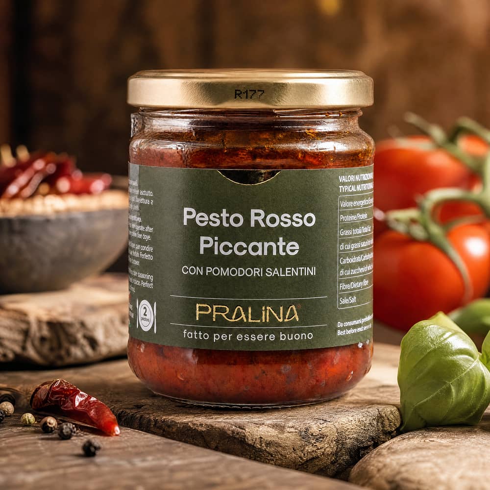 Pralina Pesto Rosso Piccante Roter Pesto scharf 180g Glas 180 Gramm Produktbild