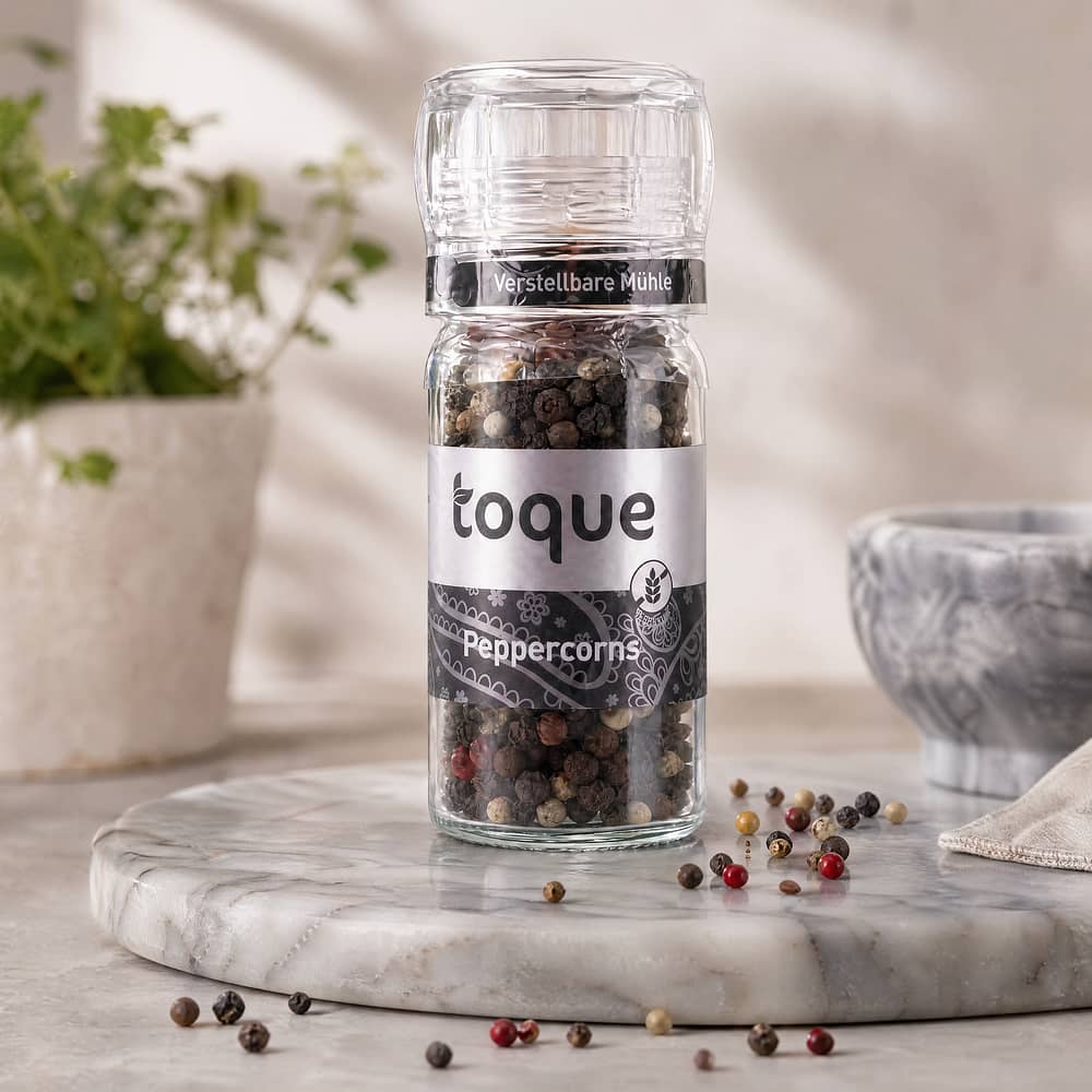 toque Peppercorns Verstellbare Mühle mit Pfeffermischung 45 Gramm Produktbild