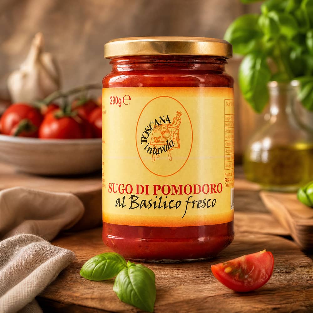 TOSCANA intavola Sugo Di Pomodoro al Basilico fresco Tomatensauce mit Basilikum 290 Gramm Produktbild