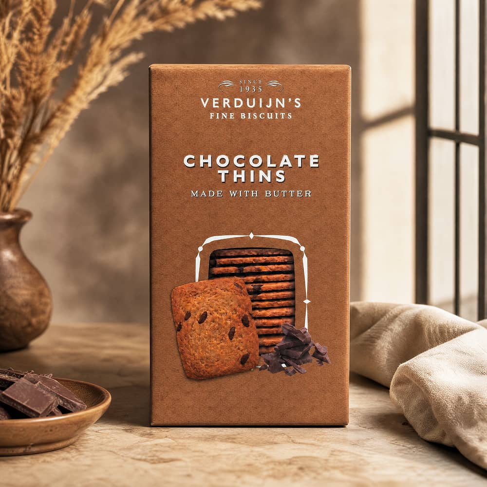 Verduijn's Chocolate Thins Buttergebäck mit Schokolade 75 Gramm Produktbild