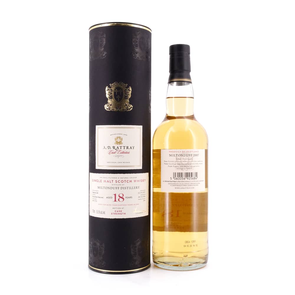 A.D. Rattray Miltonduff 18 Jahre Bourbon Barrel Cask Strength 0,70 Liter/ 55.5% vol Produktbild