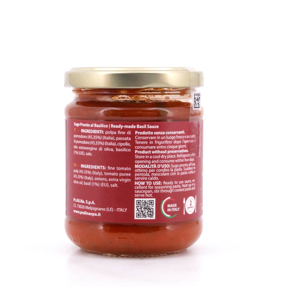 Pralina Sugo al Basilico Tomatensauce mit Basilikum 180g Glas 180 Gramm Produktbild