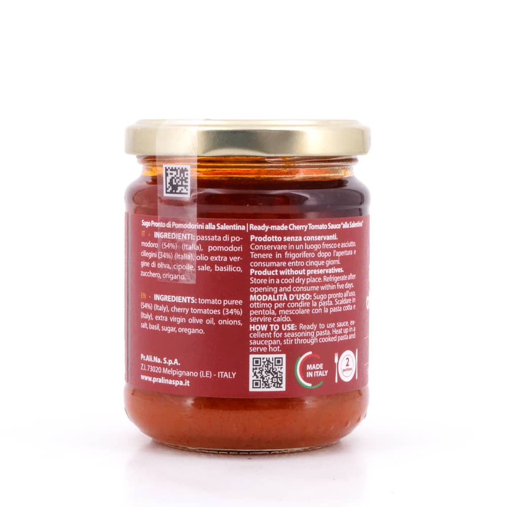 Pralina Sugo di Pomodorini alla Salentina Kirschtomatensauce 180g Glas 180 Gramm Produktbild