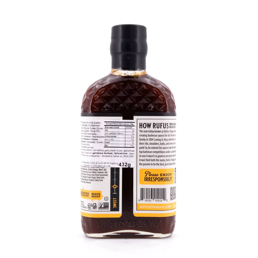 Rufus Teague Honey Sweet BBQ-Sauce 432 Gramm Produktbild
