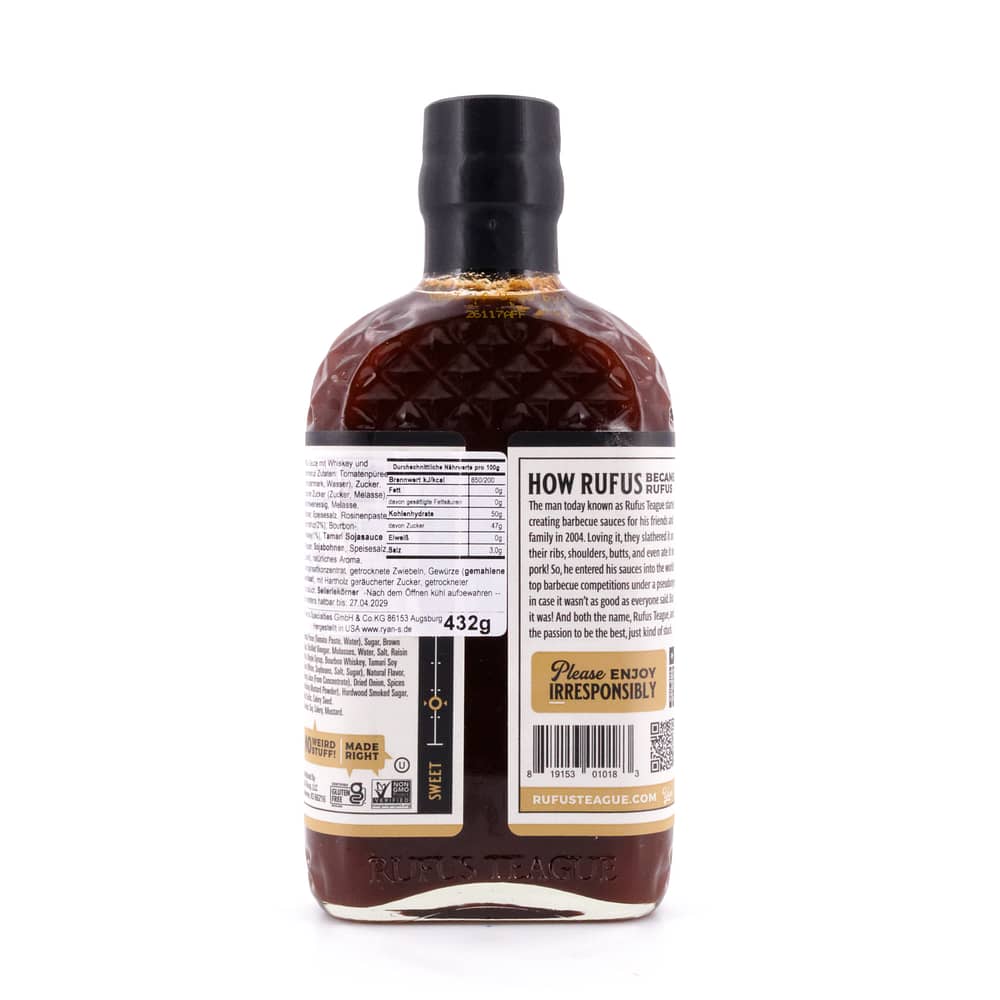 Rufus Teague Whiskey Maple BBQ-Sauce 432 Gramm Produktbild