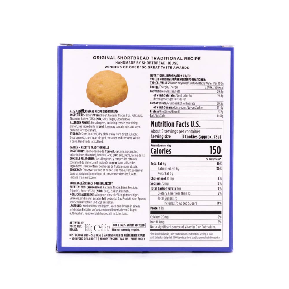 Shortbread House of Edinburgh Shortbread Traditional Recipe Rounds 150 Gramm Produktbild