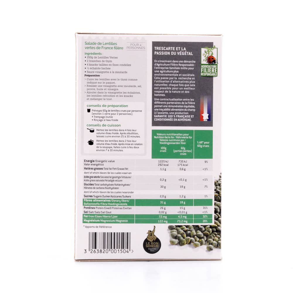 Trescarte Lentilles Vertes Grüne Linsen 500 Gramm Produktbild