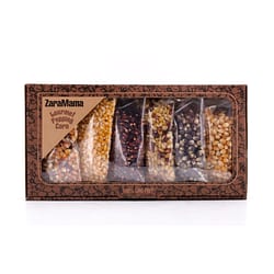 ZaraMama Popcorn 6er Geschenkbox 100% Gentechnikfrei 6 verschiedene Maiskörner in je 90g Packungen Produktbild